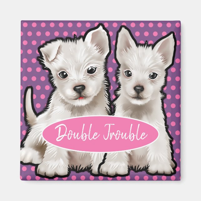 Aimant Chiots mignons d'aimant de problème fait sur (Devant)