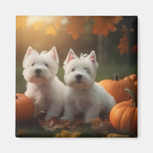 Aimant Chiots Terrier West Highland White Pumpkin d'Autom