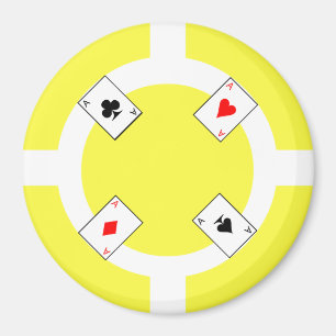 Aimant Chip de poker - Jaune