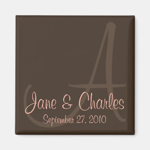 Aimant Chocolat et monogramme rose ・ Enregistrer l'aimant