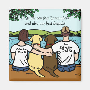 Aimant Chocolat et parents jaunes de Labradors