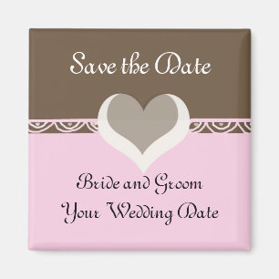 Aimant Chocolat et rose Enregistrer la date