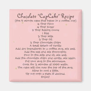 Aimant Chocolat "gâteau de tasse" dans une recette de