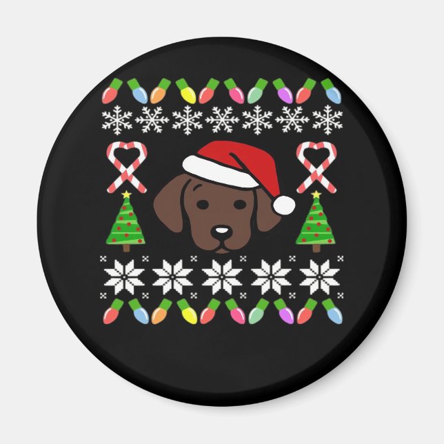 Aimant Chocolat Labrador Chiot Noël Père Noël surdimensio (Devant)