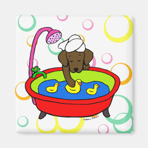 Aimant Chocolat Labrador et bande dessinée de canards en