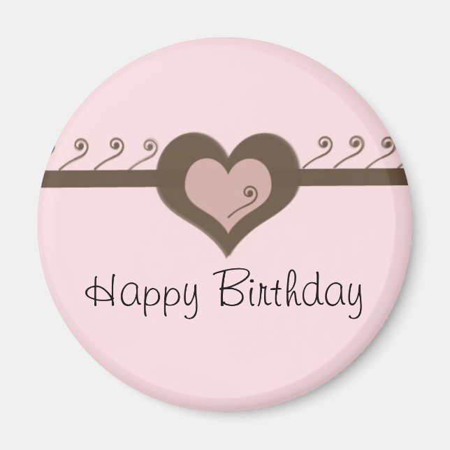 Aimant Chocolat rose Coeur Anniversaire (Devant)