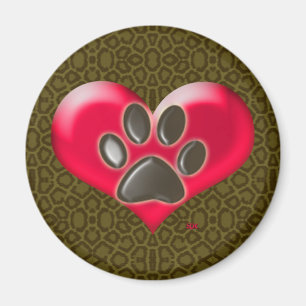 Aimant Choisir la couleur Paw sur le coeur