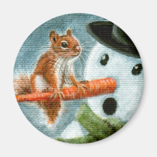 Aimant choqué d'écureuil de bonhomme de neige