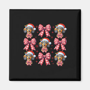 Aimant Chou Dachshund Chien Rouge Coquette Bow Christma