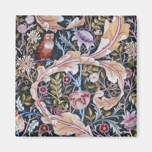 Aimant Chouette et fleurs, William Morris (Devant)