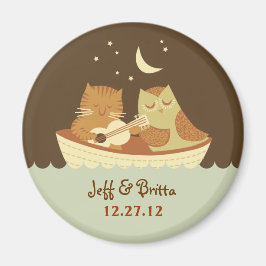 Aimant Chouette et Mariage livre de contes (bleu et Brown