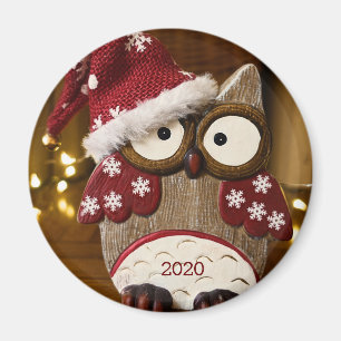 Aimant Chouette Noël Bois Mignon