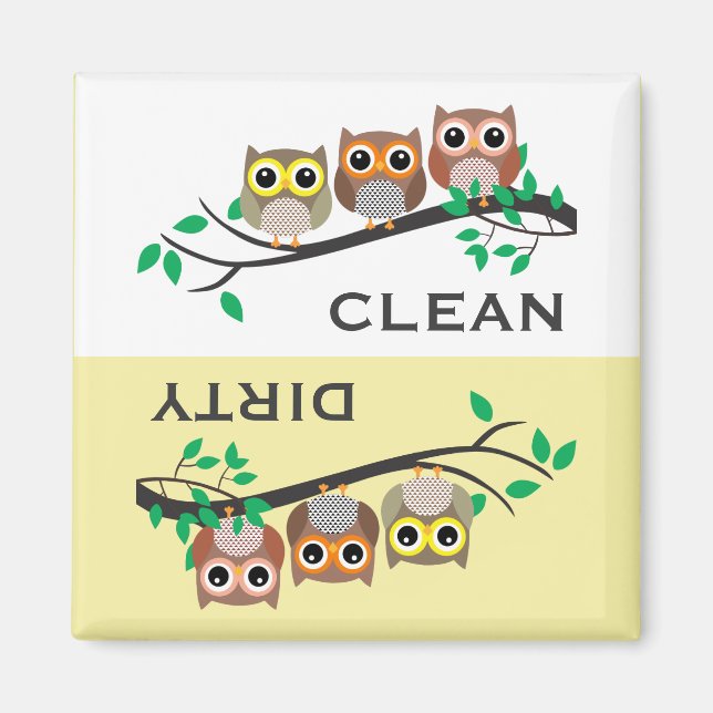Aimant Chouette Oiseau Animal Nature Propre Lave-vaissell (Devant)
