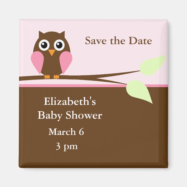 Aimant Chouette rose (Devant)