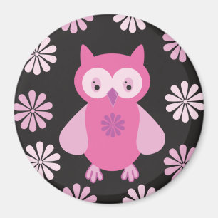 Aimant chouette rose mignonne