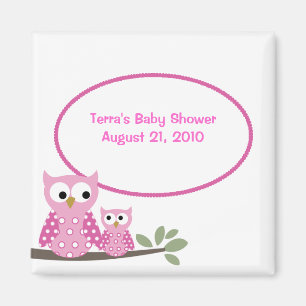 Aimant Chouettes à chaud Baby shower ROSE Favoriser l'aim