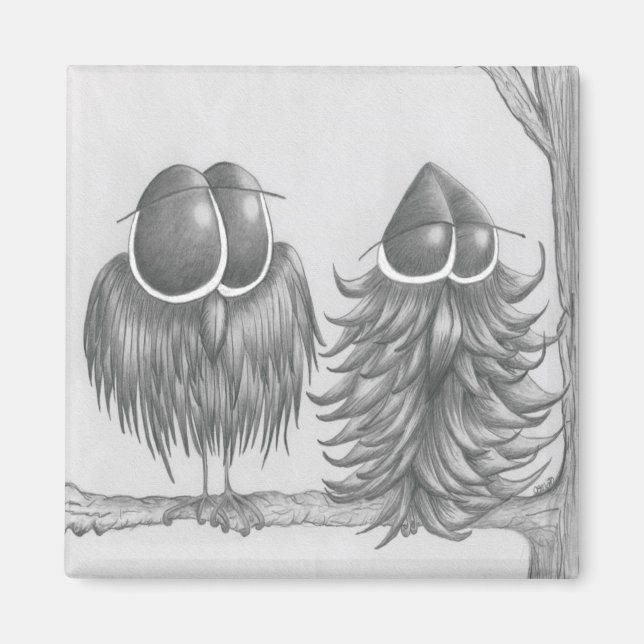 Aimant Chouettes amusantes (Devant)