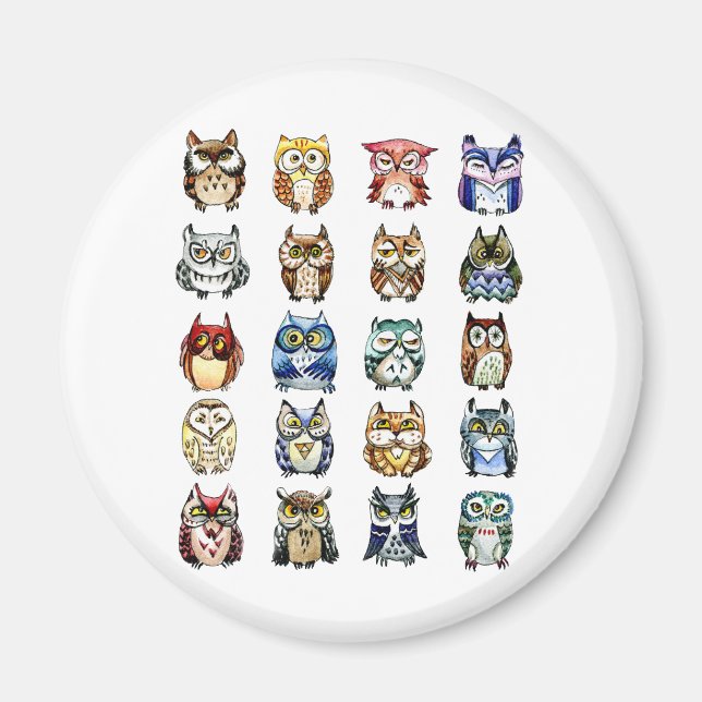 Aimant Chouettes et chats (Devant)