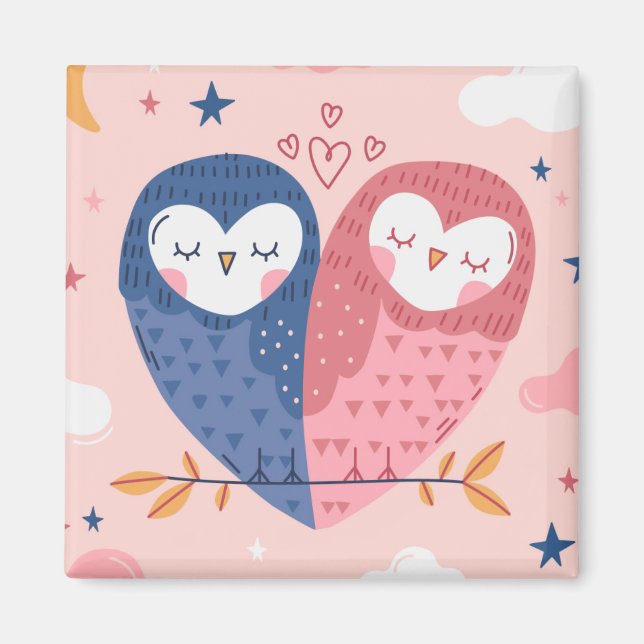 Aimant Chouettes mignonnes (Devant)