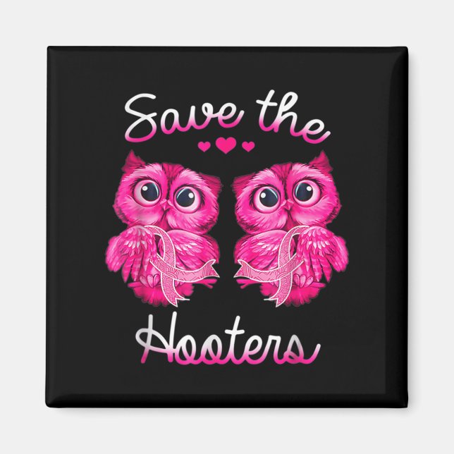 Aimant Chouettes Sauver Un Hooters Pink Ribbon Cancer du  (Devant)