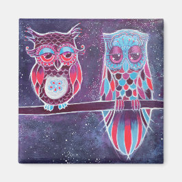 Aimant Chouettes spatiales Couple 2