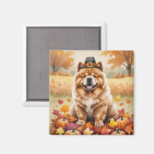 Aimant Chow Chow À L'Automne Feuille L'Art Thanksgiving