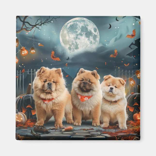 Aimant Chow Chow Halloween Éffrayant (Devant)