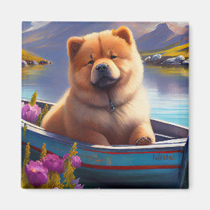 Aimant Chow Chow sur une pagaie : une aventure Pittoresqu