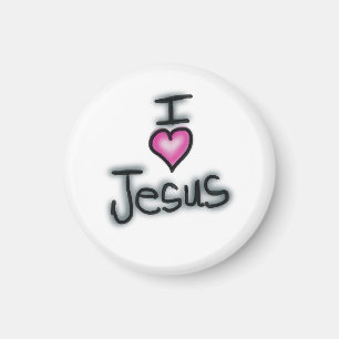 Aimant Chrétien Je aime Jésus Je aime Jésus Blanc