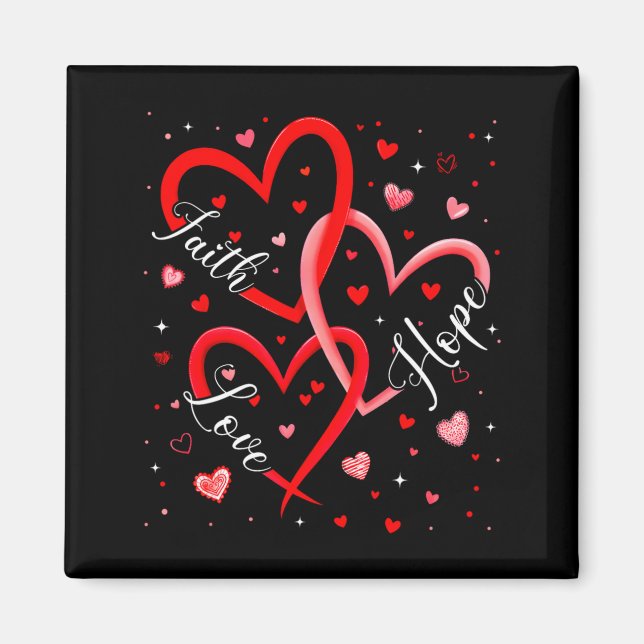 Aimant Christian Faith Hope Love Hearts Religious Valenti (Devant)