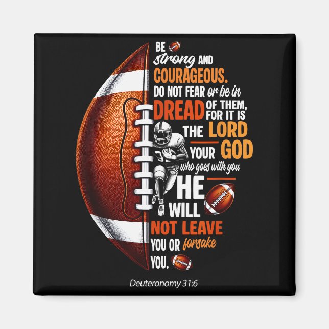 Aimant Christian Football Deuteronomy 31 6 Bible Christia (Devant)