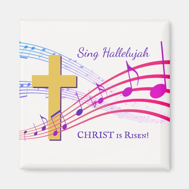 Aimant Christian HALLELUJAH CHRIST EST REMONTÉ Pâques (Devant)