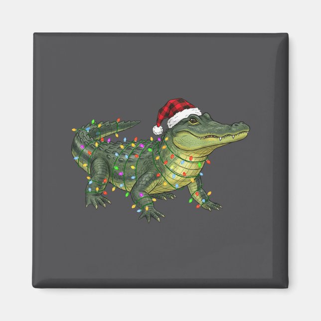 Aimant Christmas Alligator Holiday Reptile Funny Festive  (Devant)