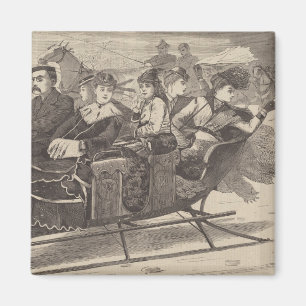 Aimant Christmas Belles (Belles Femmes, un Sleigh de Noël