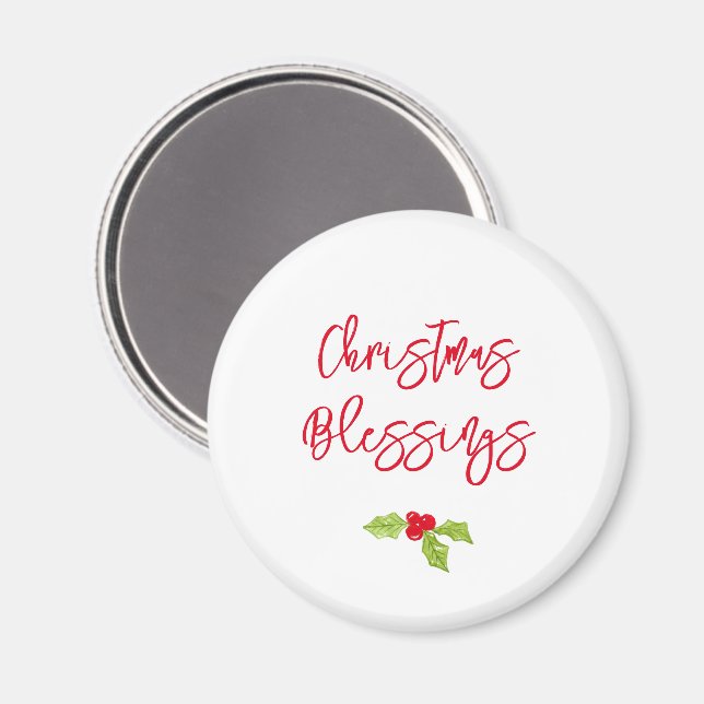 Aimant Christmas Blessings Holly Festive Holiday Faith (Recto/Verso)