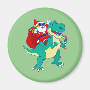 Aimant Christmas Boys Dinosaur Père Noël T Rex Xmas Dino 