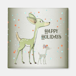 Aimant Christmas Celebration Green Deers Holidays Cute