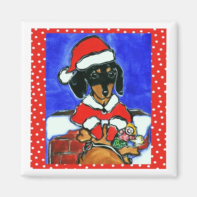 Aimant Christmas Dachshund (Devant)