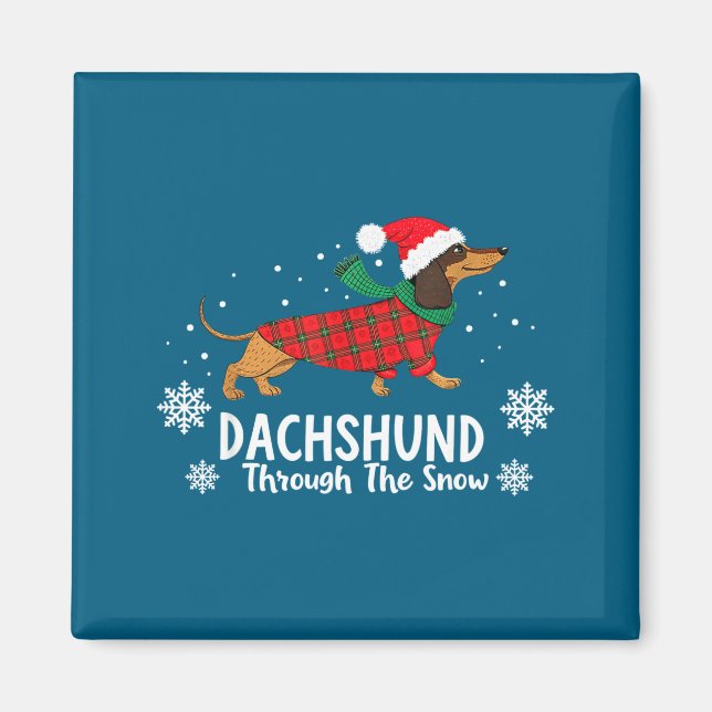 Aimant Christmas Dachshund Through The Snow Wiener Dog Sa (Devant)