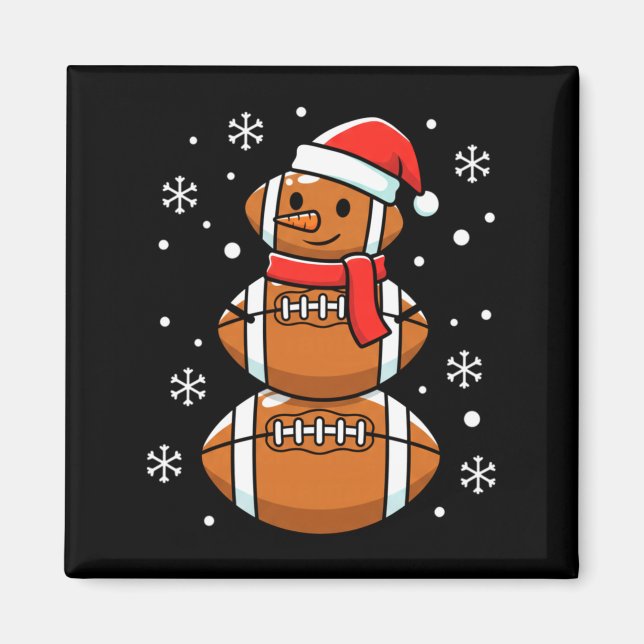 Aimant Christmas Football Snowman Santa Hat Funny Xmas Fo (Devant)