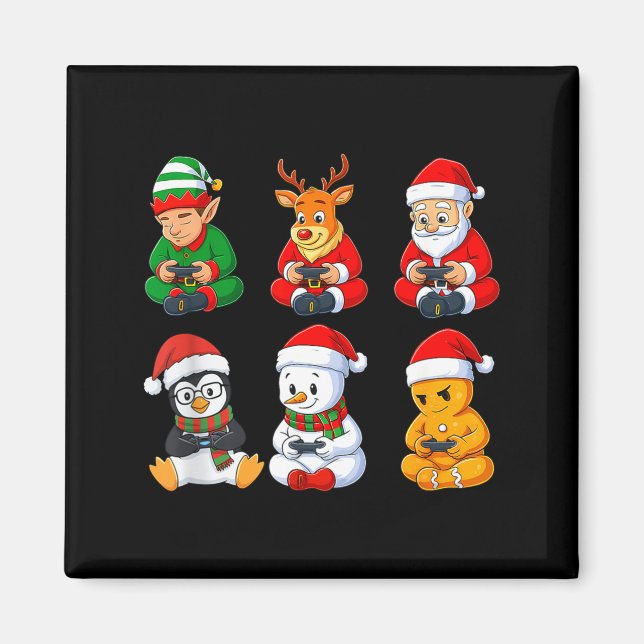 Aimant Christmas Gamer Boys Video Games Santa Elf Reindee (Devant)