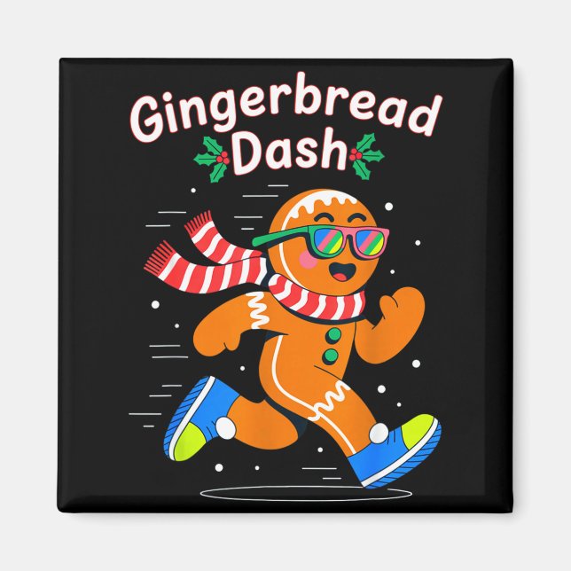 Aimant Christmas Gingerbread Dash Running Runner Xmas Mar (Devant)