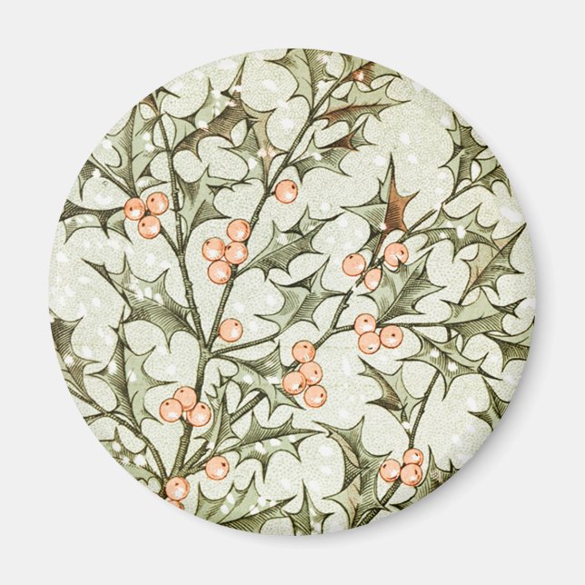 Aimant Christmas Holly Jolie Antique Salutation (Devant)