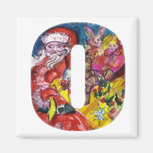 AIMANT CHRISTMAS O LETTRE  / PÈRE NOËL AVEC CADEAUX MONOG