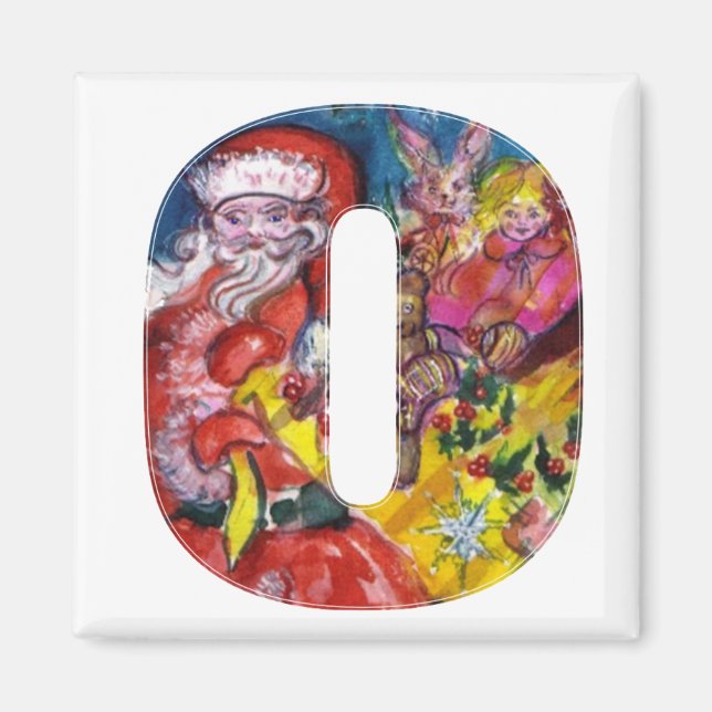 AIMANT CHRISTMAS O LETTRE  / PÈRE NOËL AVEC CADEAUX MONOG (Devant)