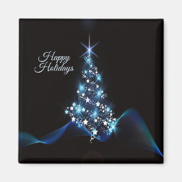 Aimant Christmas Party Blue Tree Shiny Black Elegant