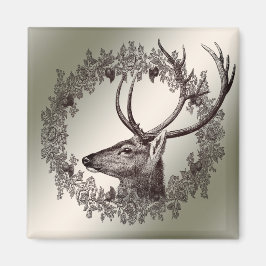Aimant Christmas Party Floral Reindeer Golden Winter