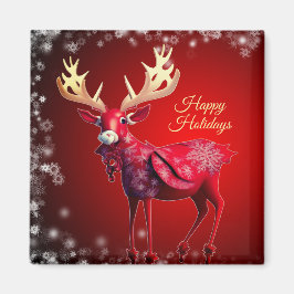 Aimant Christmas Red Reindeer Winter Holidays