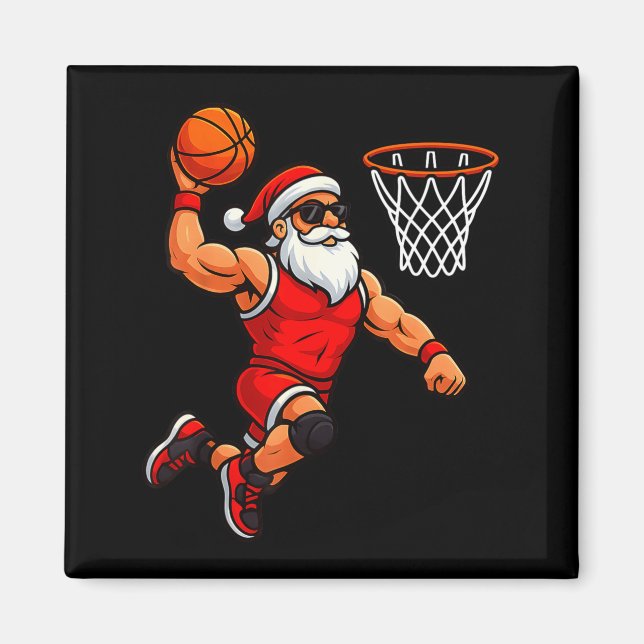Aimant Christmas Santa Basketball Player Dunking Basketba (Devant)