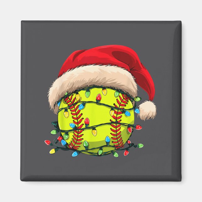 Aimant Christmas Softball Xmas Santa Srts Hat Mens Womens (Devant)